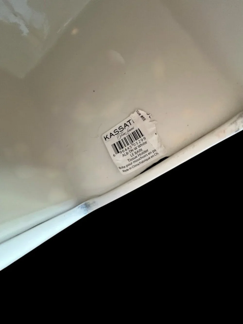 KASSATEX LUXE POUR LA MAISON LE BAIN PARIS FRANCE WHITE PLATINUM TISSUE HOLDER